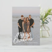 トレンディーモダンメリークリスマス家族の写真 シーズンカード (スタンド正面)