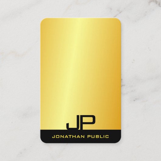 トレンディーモダンモノグエレガントラムフェイク金ゴールドテンプレート 名刺 (正面)