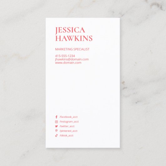 トレンディーモダンモノグモダンラムソーシャルメディアコーラル 名刺 (正面)