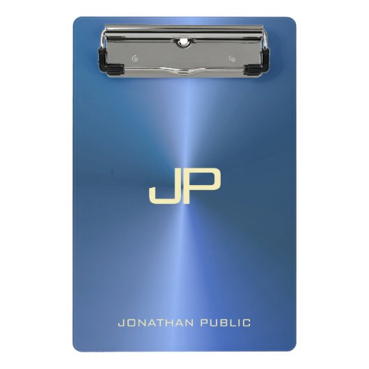 トレンディーモダンモノグラエレガントムブルーテンプレート ミニクリップボード (正面)