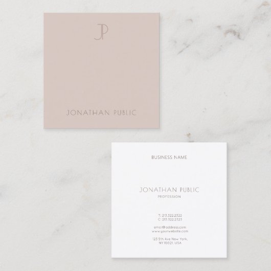 トレンディーモダンモノグラエレガントムミニマルテンプレート スクエア名刺 (正面/裏面)