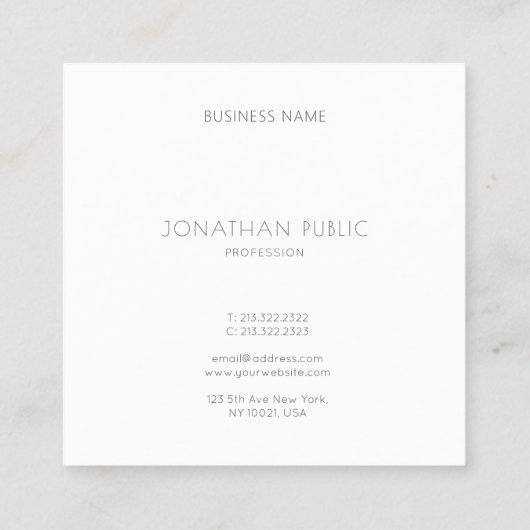 トレンディーモダンモノグラエレガントムミニマルテンプレート スクエア名刺 (裏面)