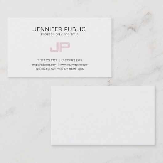 トレンディーモダンモノグラムの芸術的デザイン白 名刺 (正面/裏面)