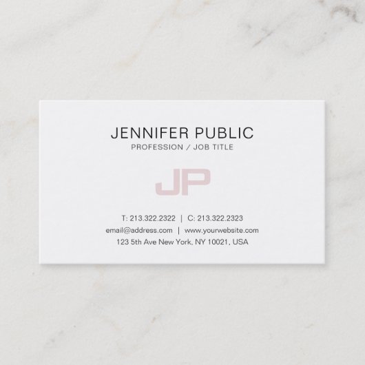 トレンディーモダンモノグラムの芸術的デザイン白 名刺 (正面)