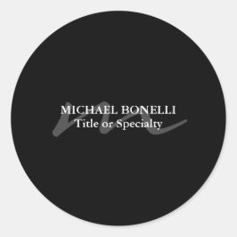 トレンディーモダンモノグラムイニシャルプロフェッショナルブラック ラウンドシール