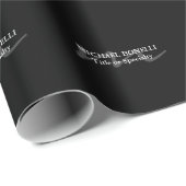 トレンディーモダンモノグラムイニシャルプロフェッショナルブラック ラッピングペーパー (ロールコーナー)