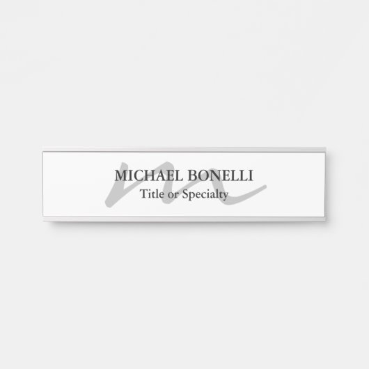 トレンディーモダンモノグラムイニシャルプロフェッショナル サインプレート (正面)