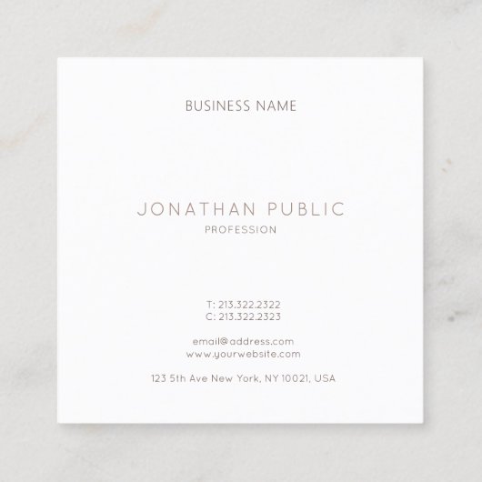 トレンディーモダンモノグラムエレガントクリーンテンプレートルクセ スクエア名刺 (裏面)