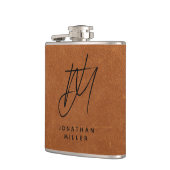 トレンディーモダンモノグラムセーブルブラウンレザーフラスコ フラスク (左)