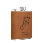 トレンディーモダンモノグラムセーブルブラウンレザーフラスコ フラスク (右)