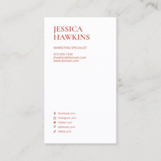 トレンディーモダンモノグラムソーシャルメディア燃えたオレンジ 名刺 (正面)