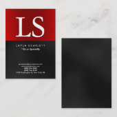 トレンディーモダンモノグラムダークグレーレッド 名刺 (正面/裏面)