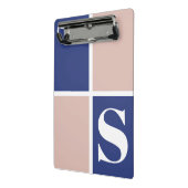 トレンディーモダンモノグラムネイビーブルー赤面ピンク ミニクリップボード (アングル2)