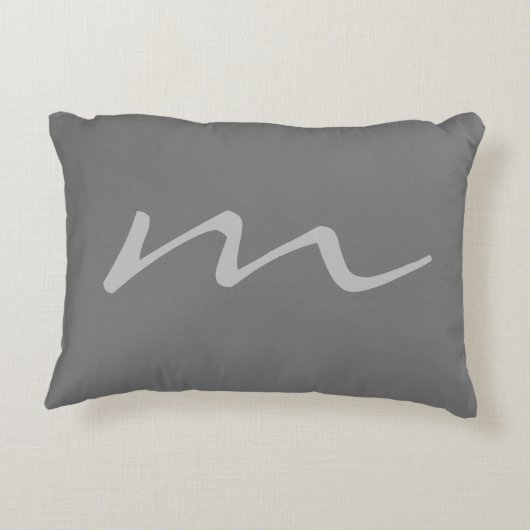トレンディーモダンモノグラムプロフェッショナル灰色 アクセントクッション (裏面)
