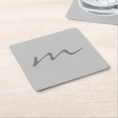 トレンディーモダンモノグラムプロフェッショナル灰色 スクエアペーパーコースター (アングル)