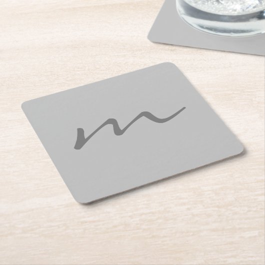 トレンディーモダンモノグラムプロフェッショナル灰色 スクエアペーパーコースター (アングル)