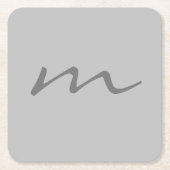 トレンディーモダンモノグラムプロフェッショナル灰色 スクエアペーパーコースター (正面)