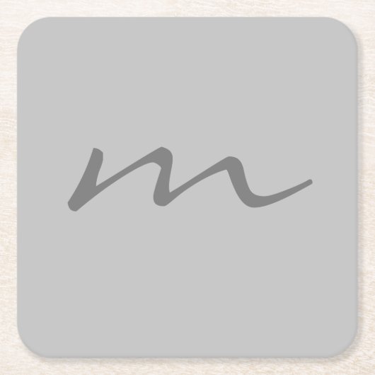 トレンディーモダンモノグラムプロフェッショナル灰色 スクエアペーパーコースター (正面)