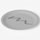 トレンディーモダンモノグラムプロフェッショナル灰色 ペーパープレート (アングル)