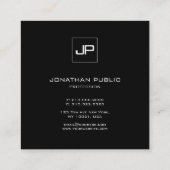 トレンディーモダンモノグラム白黒文字テンプレート スクエア名刺 (裏面)