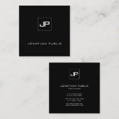 トレンディーモダンモノグラム白黒文字テンプレート スクエア名刺 (正面/裏面)
