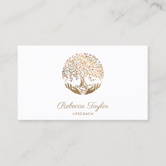 トレンディーモダンライフコーチツリーのライフ金ゴールドヨガ 名刺 (正面)