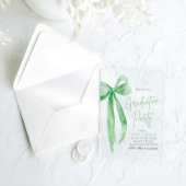 トレンディーモダンライムグリーンボウ卒業パーティー アクリル招待状