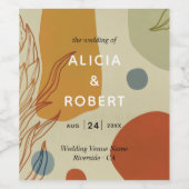 トレンディーモダンライン抽象芸術プロテアボタニカル ワインラベル (シングルラベル)