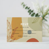 トレンディーモダンライン抽象芸術プロテアボタニカル 出欠カード (スタンド正面)