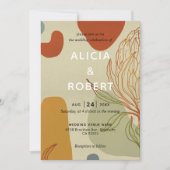 トレンディーモダンライン抽象芸術プロテアボタニカル 招待状 (正面)