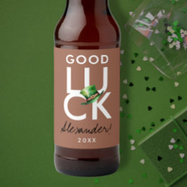 トレンディーモダンラックモチャブラウングリーンアイリッシュハット ビールラベル