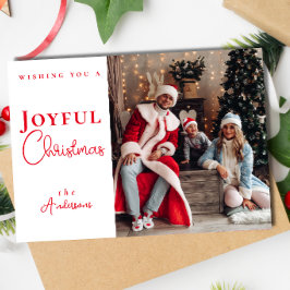 トレンディーモダンレッドクリスマスフォトホリデー シーズンカード