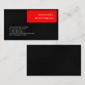 トレンディーモダンレッドストライプブラックグレービジネスカード 名刺 (正面/裏面)