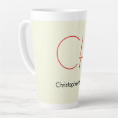 トレンディーモダンレッドモノグラムベージュ カフェラテマグ (左アングル)