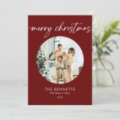 トレンディーモダンレッド写真メリークリスマス シーズンカード (スタンド正面)