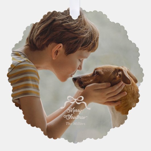 トレンディーモダンレトロボウズ写真クリスマス オーナメントカード (正面)