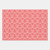 トレンディーモダンレトロレッドホリデーオーナメントパターン ラッピングペーパーシート (正面3)