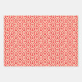 トレンディーモダンレトロレッドホリデーオーナメントパターン ラッピングペーパーシート (正面2)