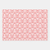 トレンディーモダンレトロレッドホリデーオーナメントパターン ラッピングペーパーシート (正面)