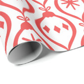 トレンディーモダンレトロレッドホリデーオーナメントパターン ラッピングペーパー (ロールコーナー)