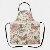 トレンディーモダンワイルドフラワー植物性フローラモノグラム エプロン (正面)