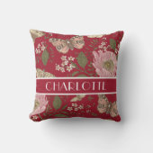 トレンディーモダンワイルドフラワー植物性フローラモノグラム クッション (正面)