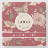 トレンディーモダンワイルドフラワー植物性フローラモノグラム ストーンコースター (正面)