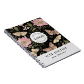 トレンディーモダンワイルドフラワー植物性フローラモノグラム ノートブック (右側)