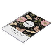 トレンディーモダンワイルドフラワー植物性フローラモノグラム ノートブック (左側)