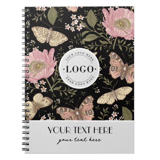 トレンディーモダンワイルドフラワー植物性フローラモノグラム ノートブック (正面)