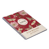 トレンディーモダンワイルドフラワー植物性フローラモノグラム ノートブック (右側)