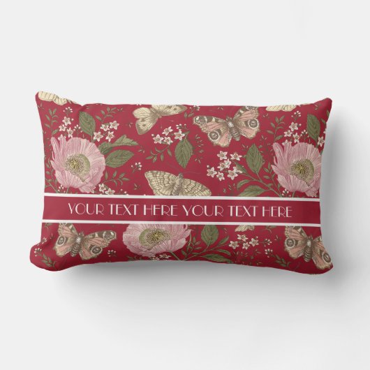トレンディーモダンワイルドフラワー植物性フローラモノグラム ランバークッション (正面)