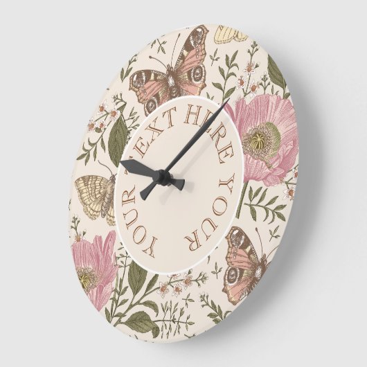 トレンディーモダンワイルドフラワー植物性フローラモノグラム ラージ壁時計 (傾斜)