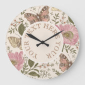 トレンディーモダンワイルドフラワー植物性フローラモノグラム ラージ壁時計 (正面)